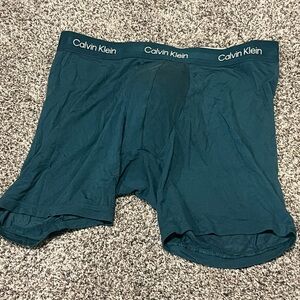 Calvin Klein Men's Dark Teal Boxer Briefs with Logo Waistband